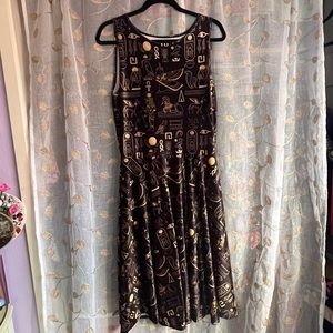 BlackMilk Clothing Hieroglyphics Gold Velvet Princess Midi Dress (Limited)